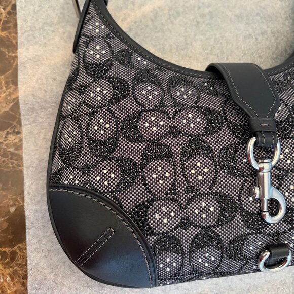 Coach Hampton's Hobo Bag in Crystal Signature Jacquard (Black) - Picture 2 of 16
